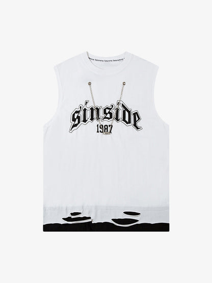 Graphic Letter Chain Vest 