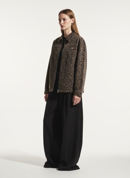 Vintage Washed Cheetah Denim Jacket