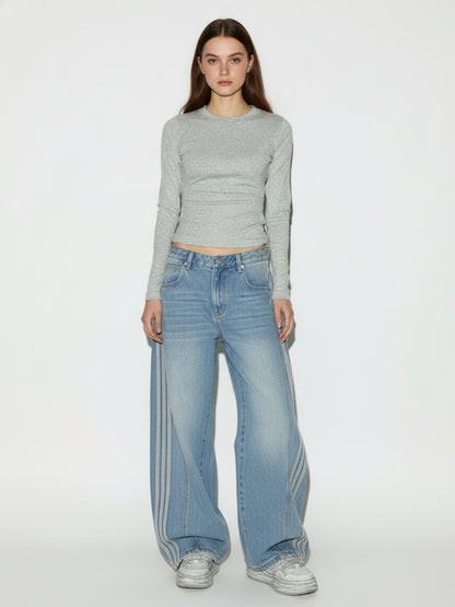 Washed Side Stripe Machete Jeans
