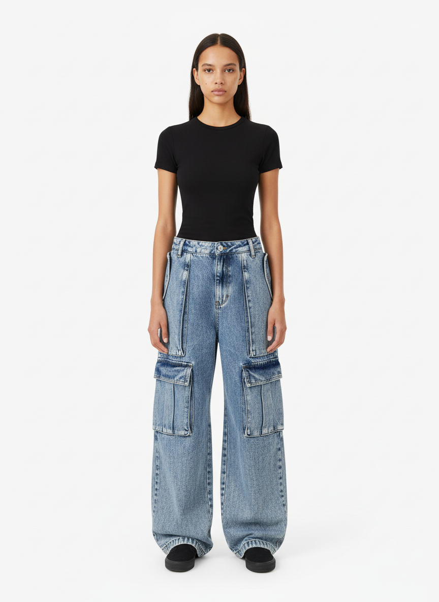 Thesupermade High Street Washed Distressed Work Jeans - 2163