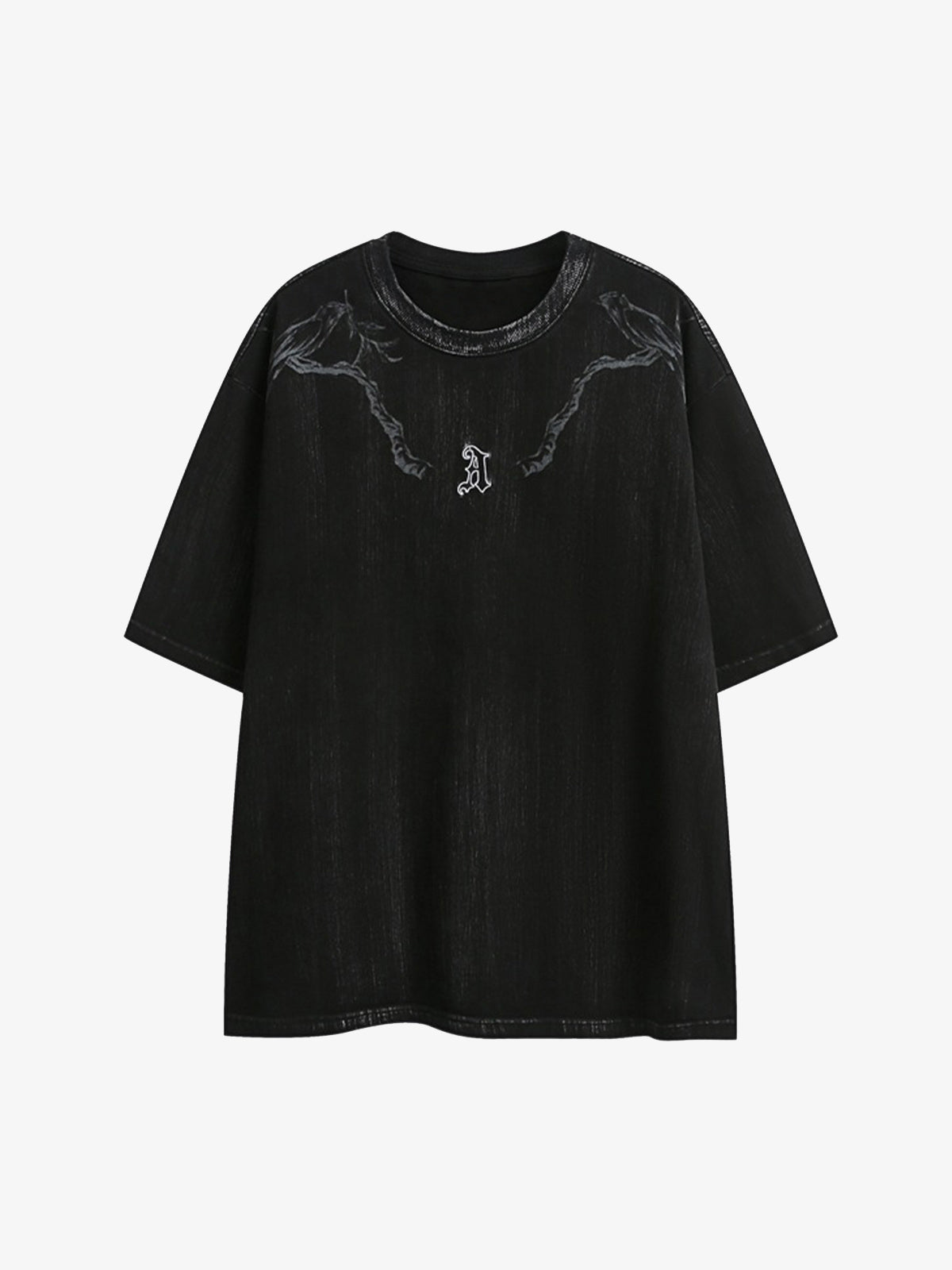 Distressed Embroidered Letter T-Shirt 