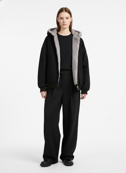 Spliced Fur Hooded Quilted Jacket - 2285