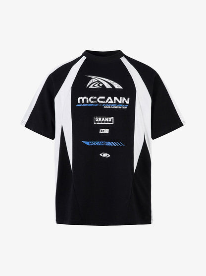 Contrast Color Motorcycle Print T-shirt - 2325 