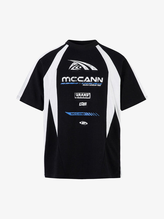 Contrast Color Motorcycle Print T-shirt - 2325 