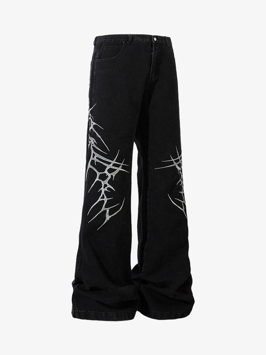 Graphic Embroidered Straight Jeans - 2280 