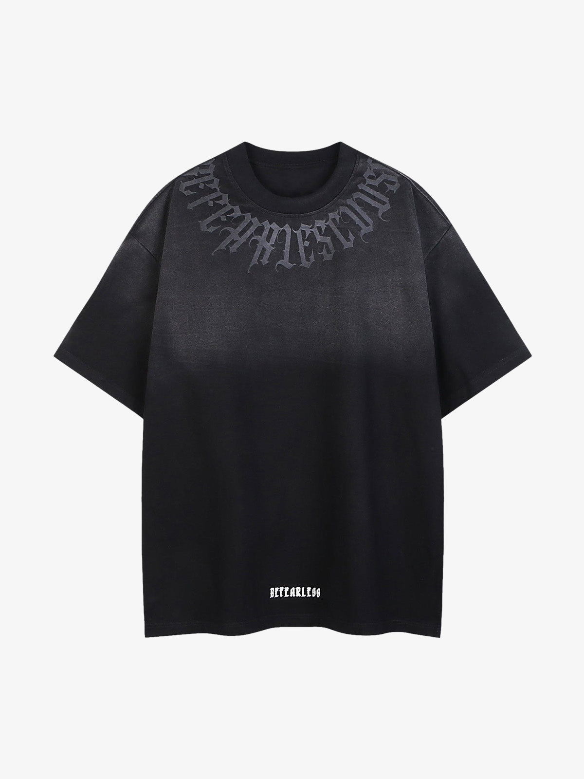 Retro Gradient Letter Printed Washed Oversize T-shirt 