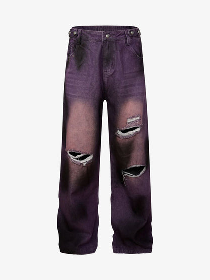 Street Ripped Dirty Dye Jeans 