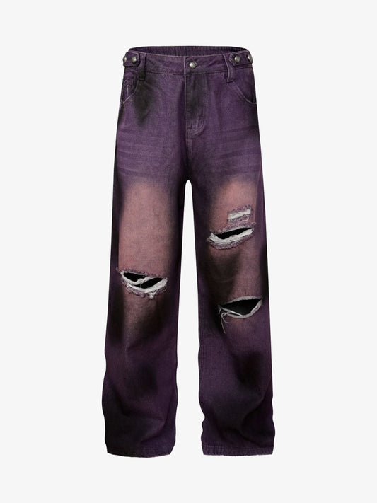 Street Ripped Dirty Dye Jeans 