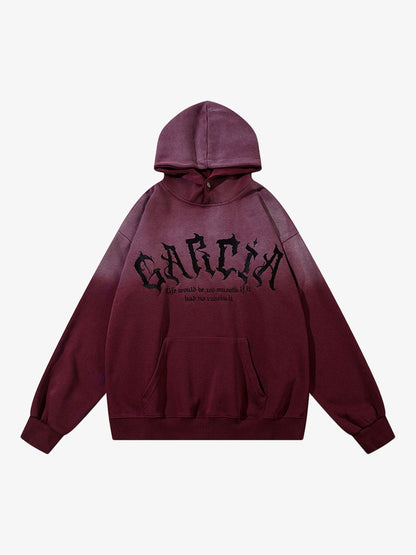 Thesupermade Patch Lettering Embroidered Gradient Color Hoodie 
