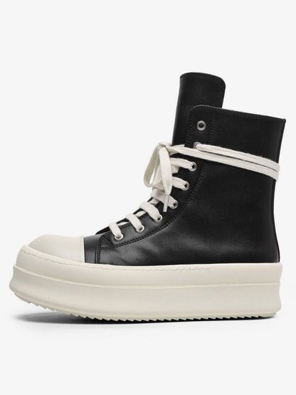 Rubber Sole High-Top Side Zipper Platform Sneakers - 2273