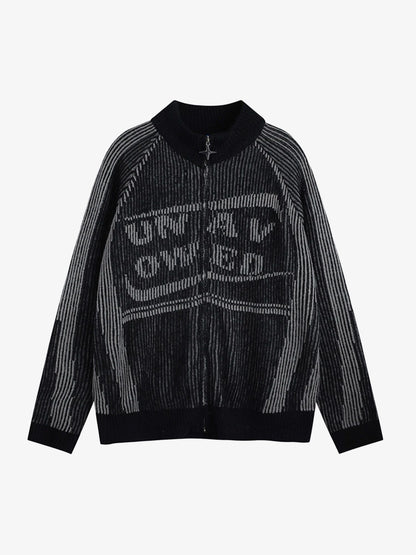 Thesupermade Stand Collar Cardigan Zip Up Sweater 