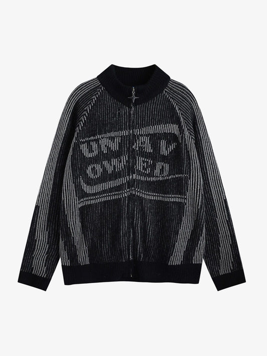 Thesupermade Stand Collar Cardigan Zip Up Sweater 