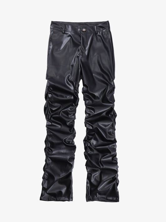 Thesupermade Punk Style Pleated Leather Pants - 2195 
