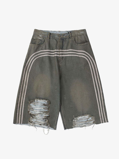 Ripped Dirty Dyed Stripped Jorts 