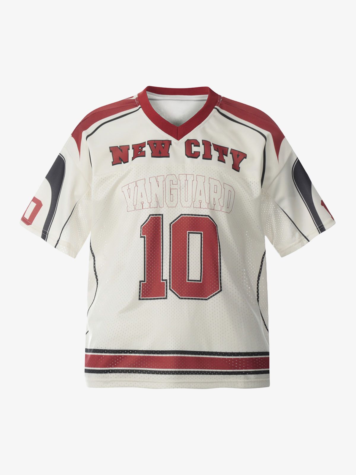 Patchwork Mesh letter Print Jersey T-Shirt 