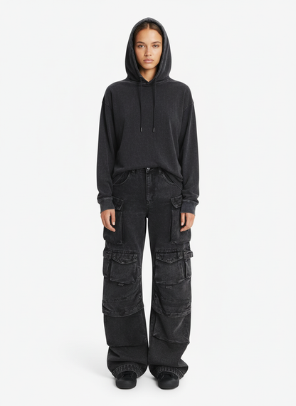 Thesupermade Street Stitching Multi-Pocket Workwear Washed Jeans - 2209