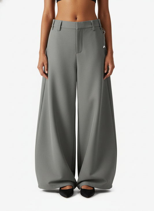 Elastic Waistband Barrel Pants - 2425