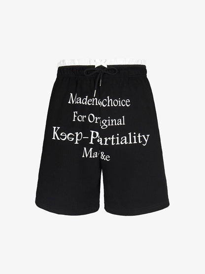 Elastic Letter Double Waist Shorts 