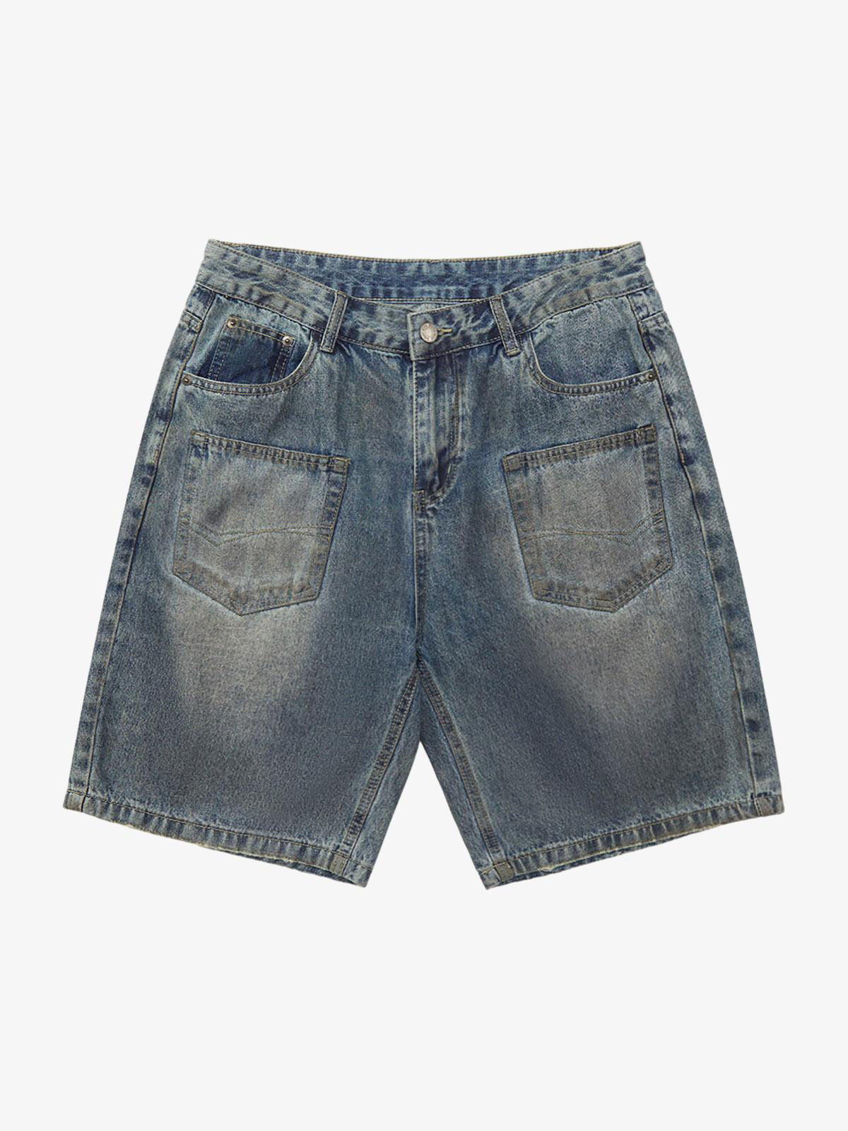 Thesupermade American Street Style Washed Distressed Shorts 