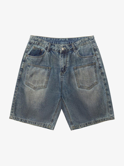 Thesupermade American Street Style Washed Distressed Shorts 