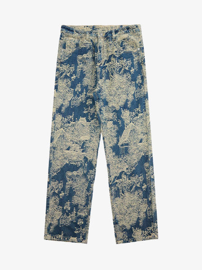 Landscape Jacquard Straight Jeans 