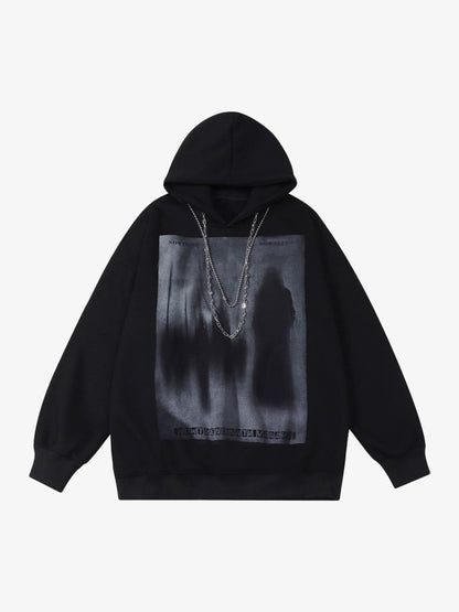 Thesupermade Blur Graphic Chain Hooded Sweatshirt 