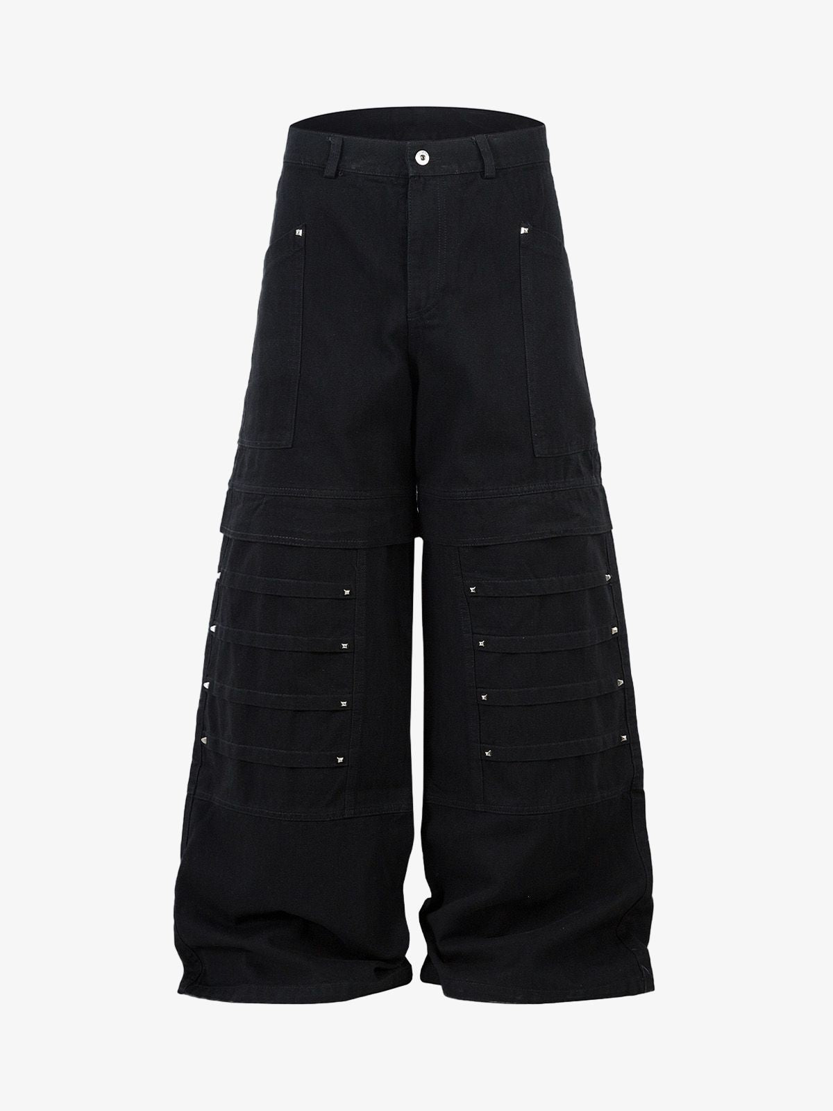 Deconstructed Split Rivet Cargo Jeans 