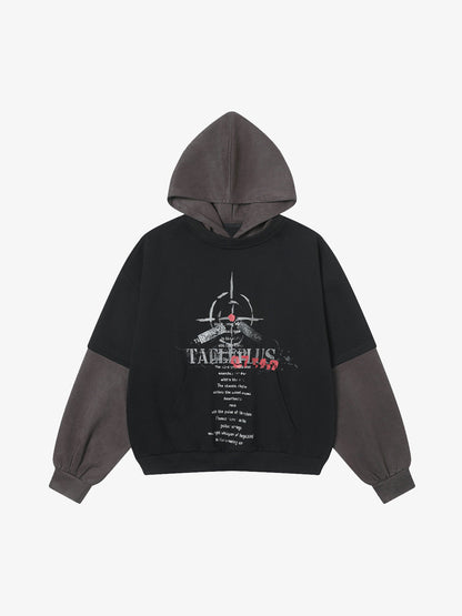 Street Faux Two-Piece Suede Hoodie 