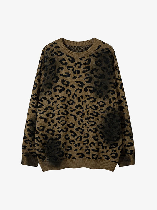 Thesupermade Tie-dye Cheetah Jacquard Sweater 