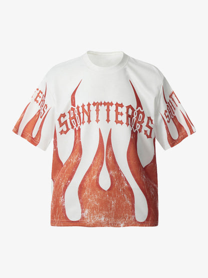 Flame Graphic Crew Neck T-Shirt 