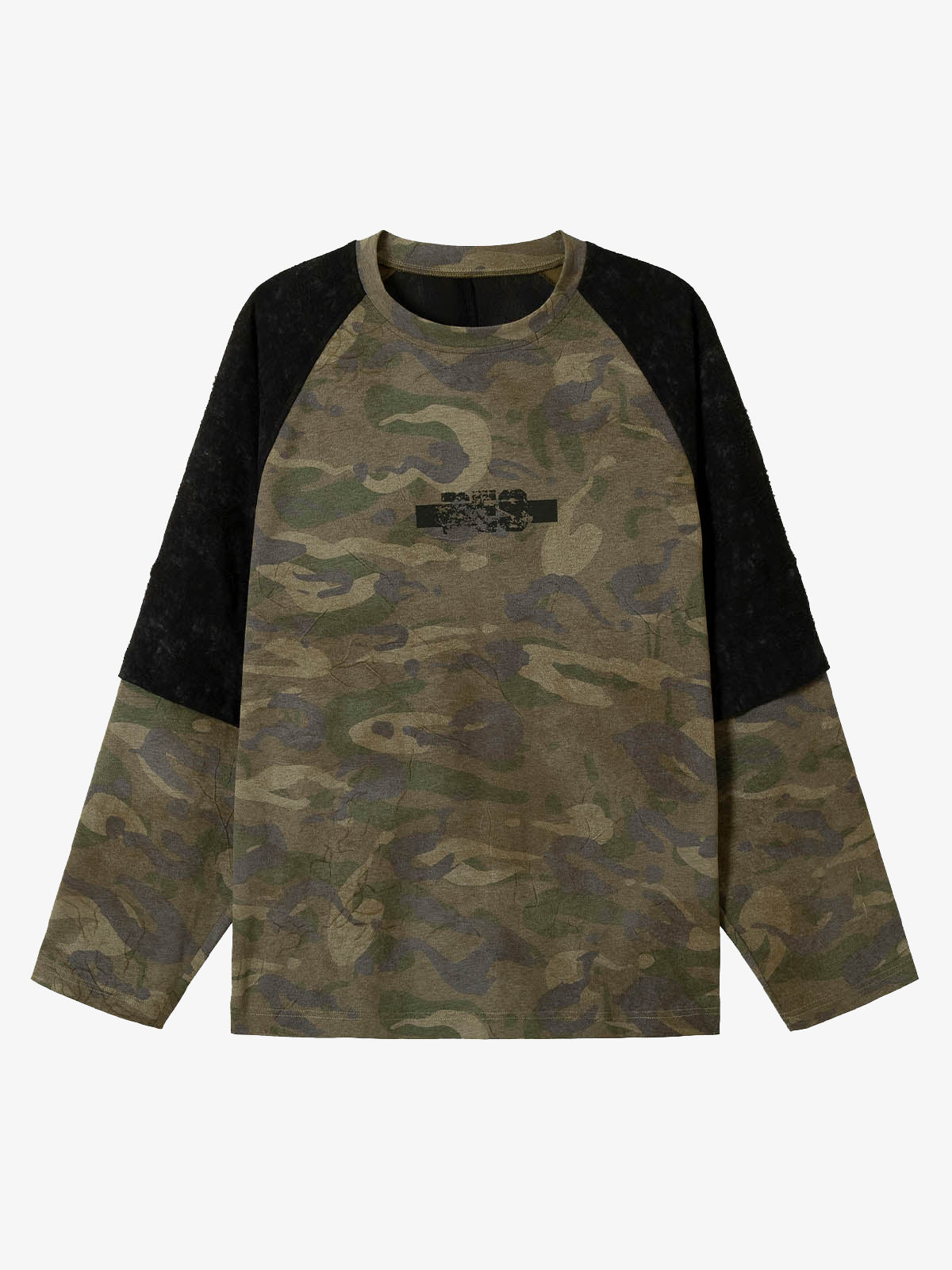 Camouflage Spliced Faux Two-Piece Long-sleeve T-shirt 