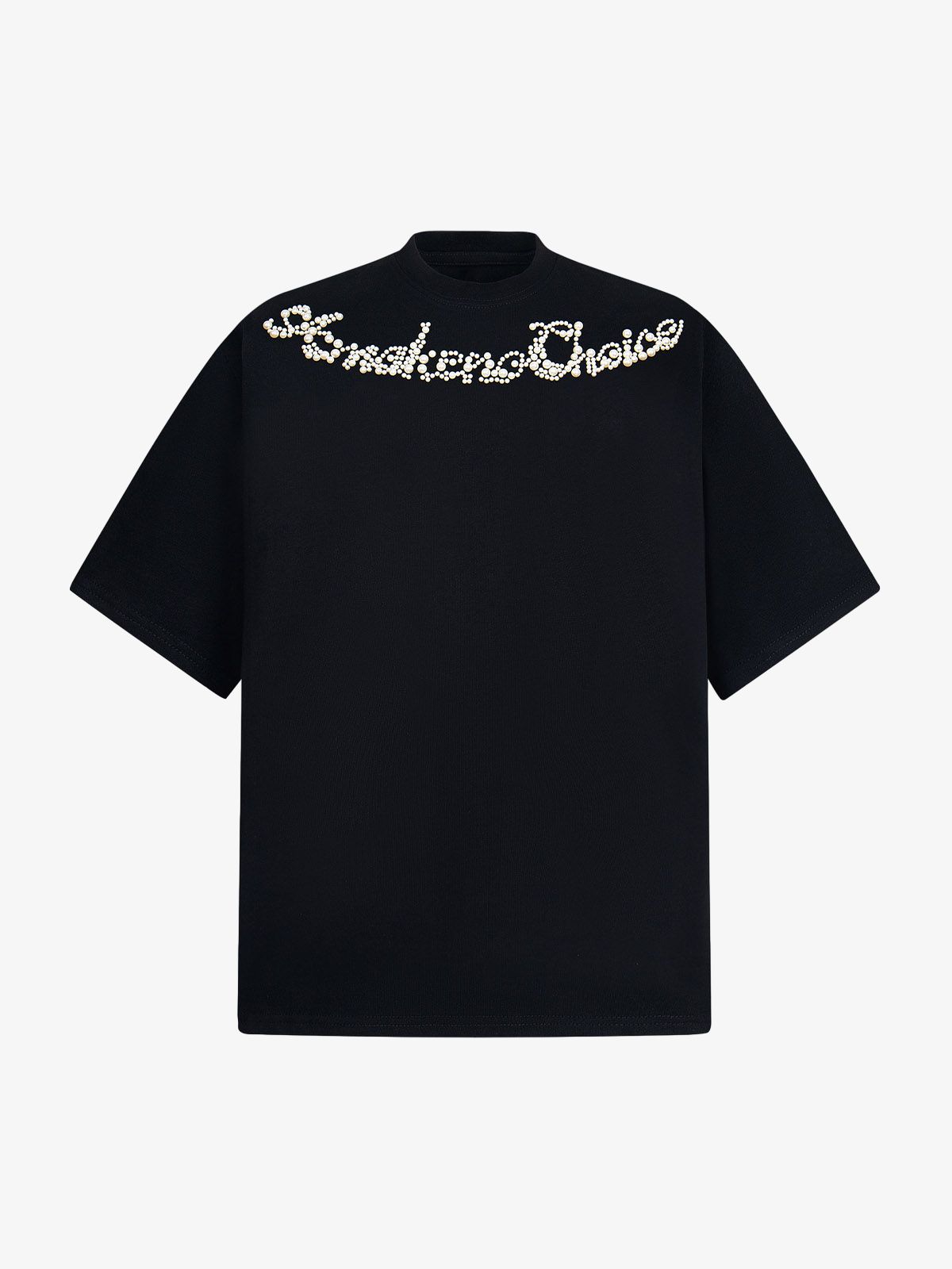 Retro Embroidery Beaded Letter Print T-shirt 
