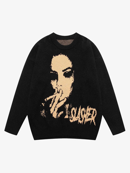 Thesupermade Vintage Portrait Knit Sweater 