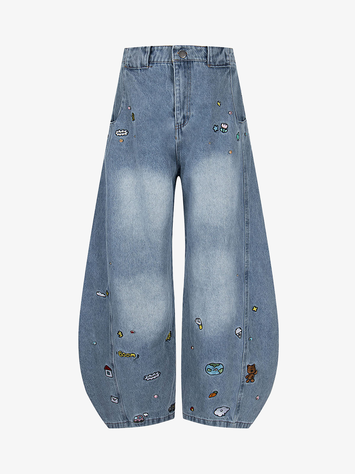 Fun Embroidered Barrel Jeans 