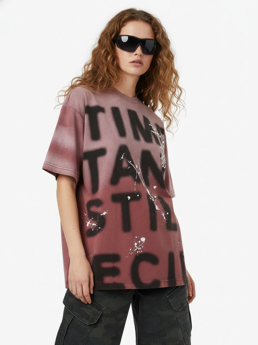 Ink Splash Letter Print T-shirt - 2414