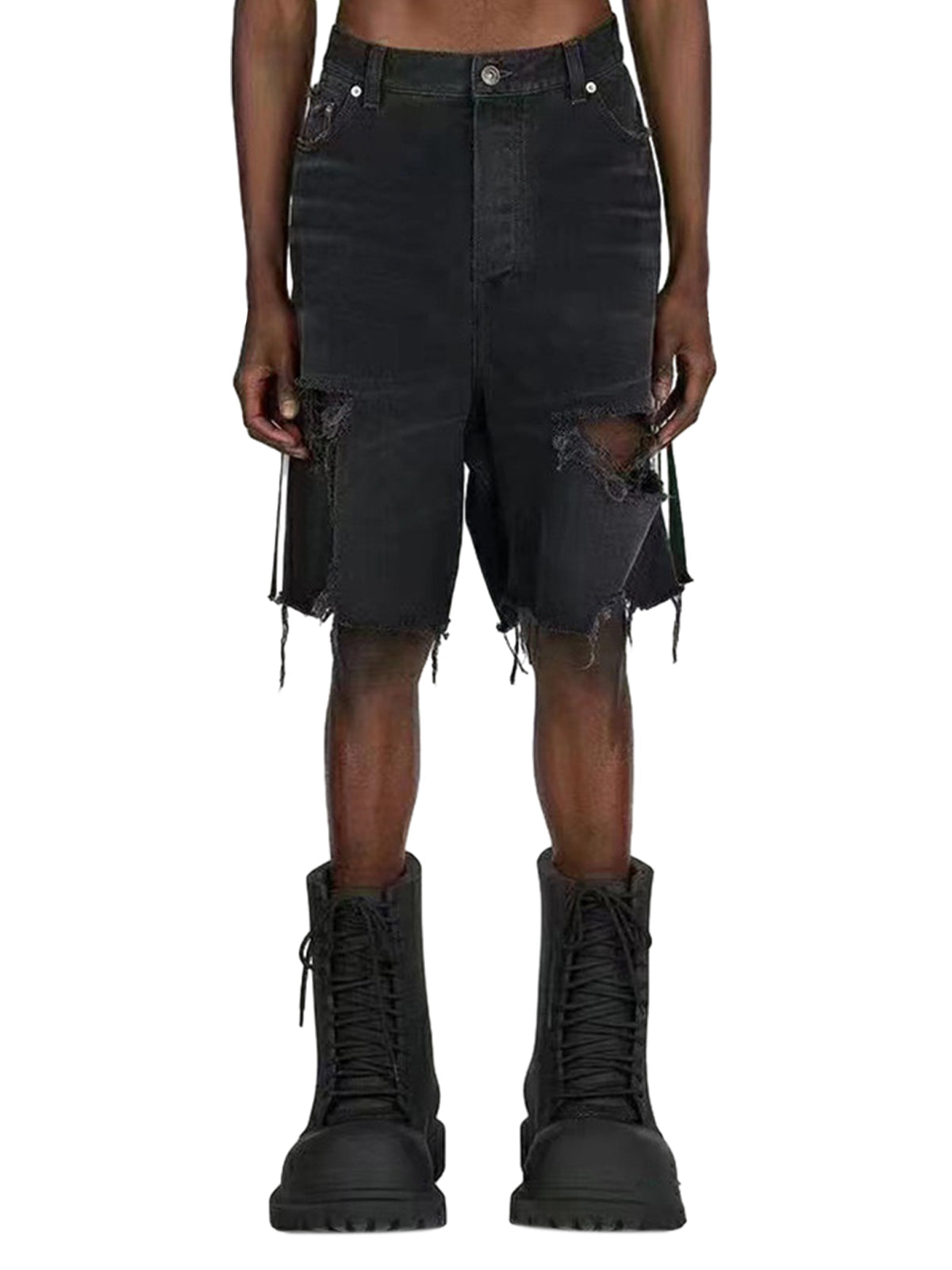 Retro Whisker Raw Edge Denim Shorts 