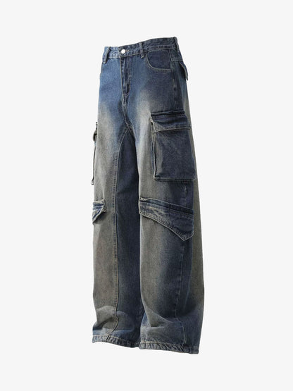 Heavy Washed Workwear Baggy Barrel Jeans - 2337 