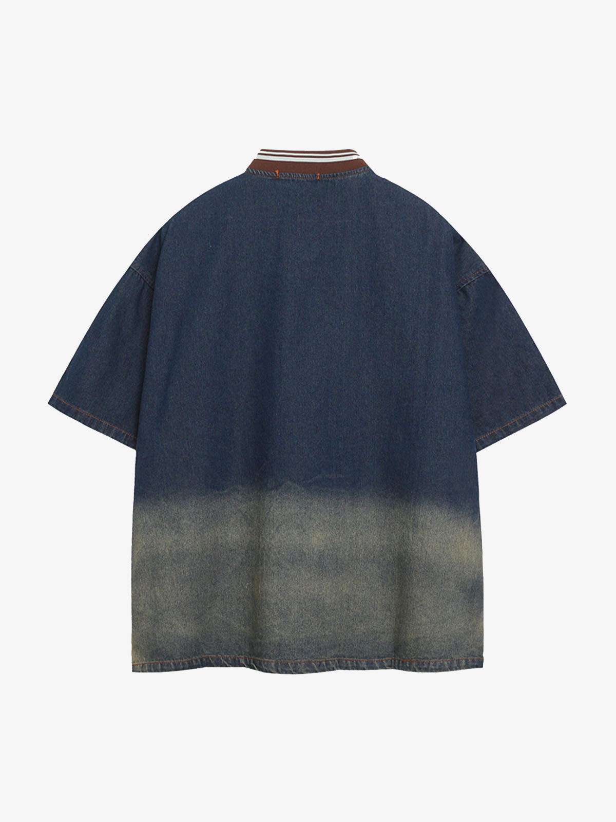 Vintage Distressed Washed Gradient Denim T-shirt 