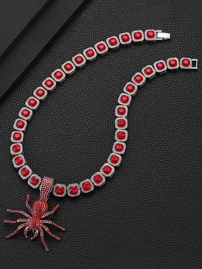 Thesupermade Punk Style Red Spider Cuban Necklace