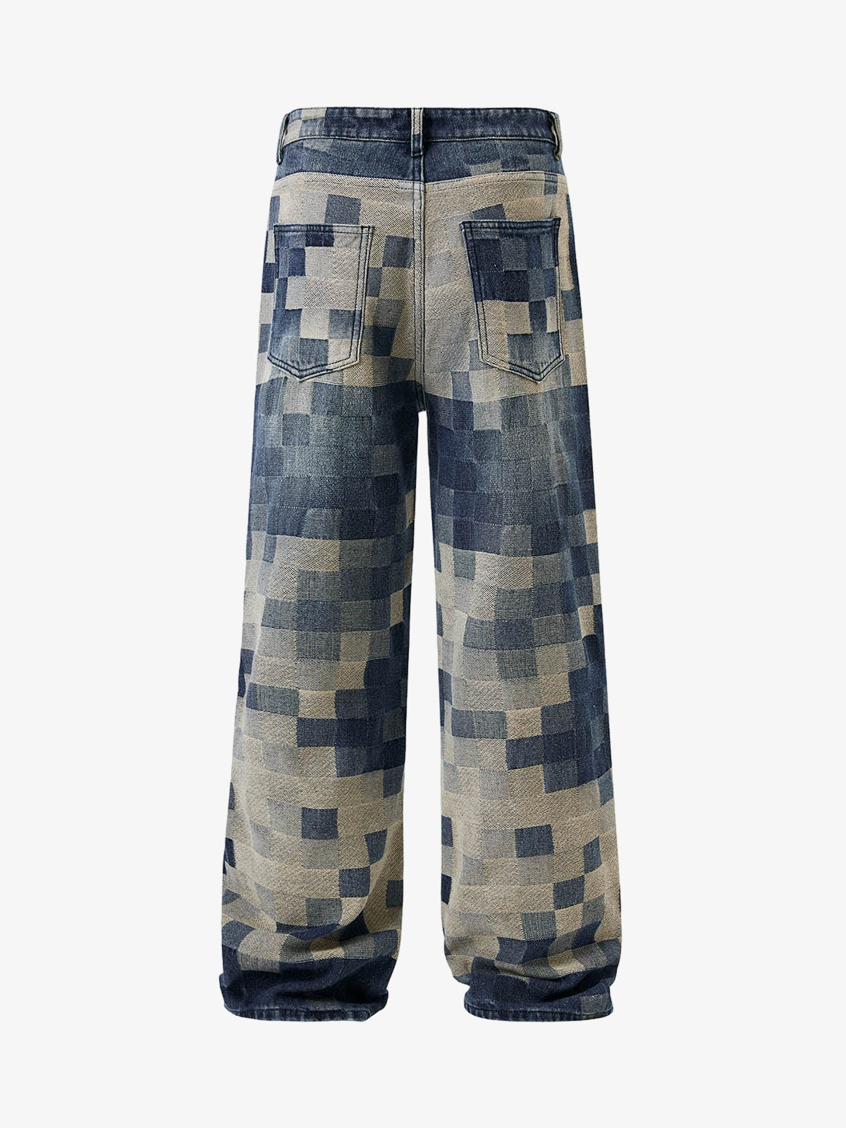 Thesupermade Checkerboard Jacquard Wide Leg Jeans - 2193 
