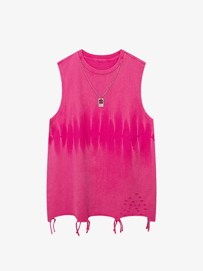 Gradient Tie-Dye Raw Edge Vest 