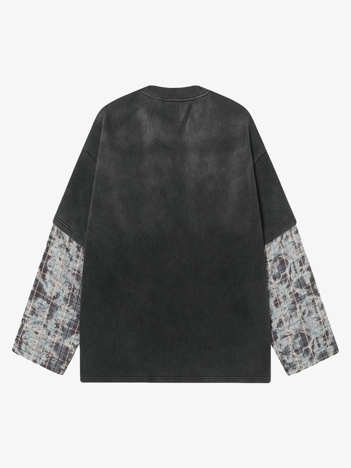 Washed Faux Two-Piece Racing Long Sleeve T-shirt 