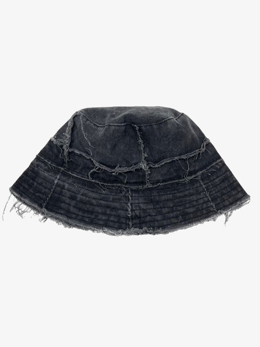 Distressed Denim Raw Edge Destroyed Bucket Hat