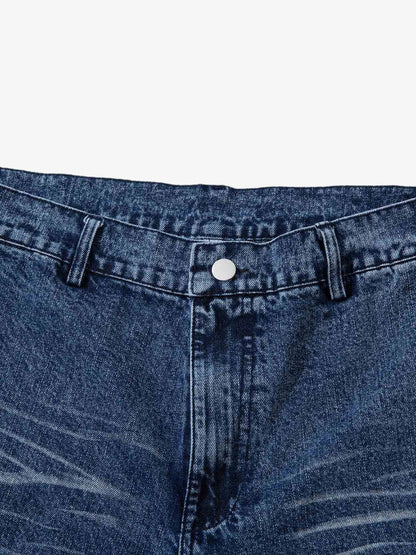 Washed  Print Straight Jeans 