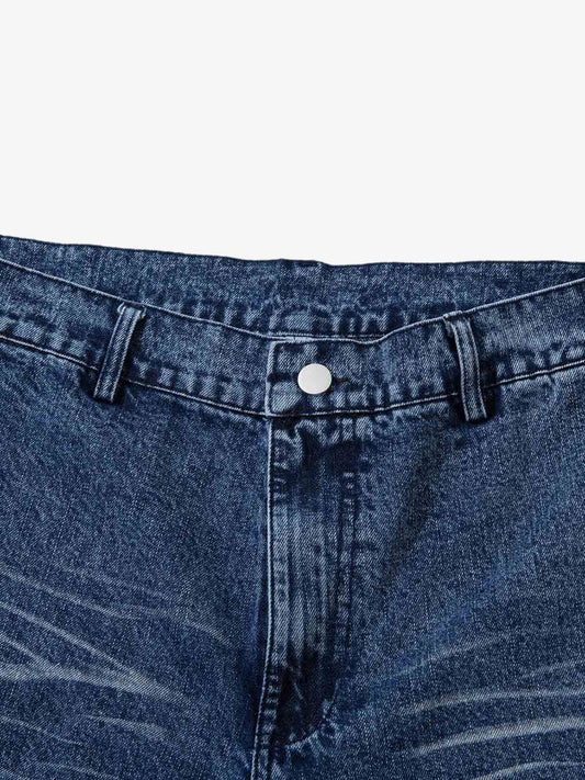 Washed  Print Straight Jeans 