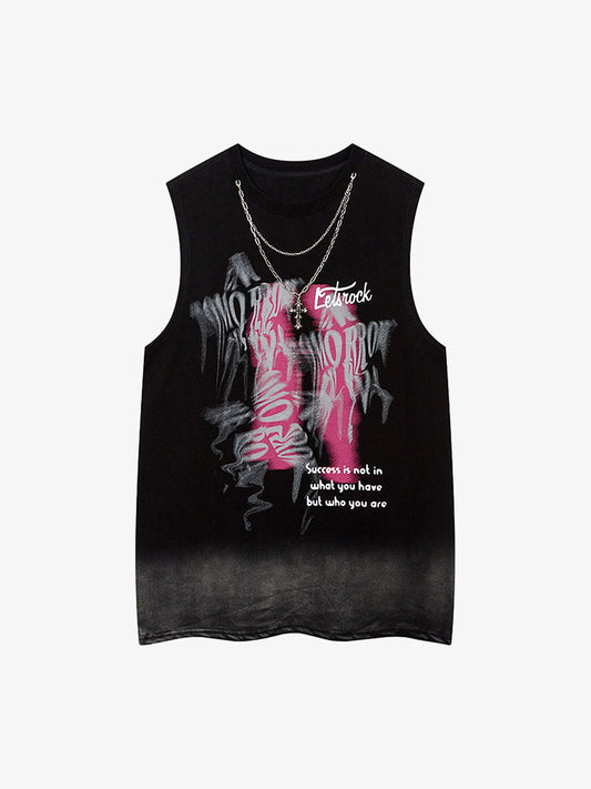 Street Necklace Graffiti Spray-Painted Vest 