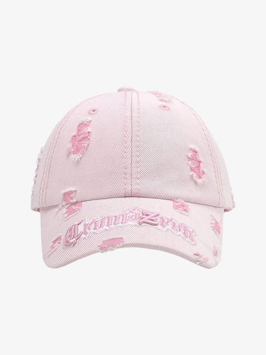 Distressed Letter Embroidery Baseball Cap