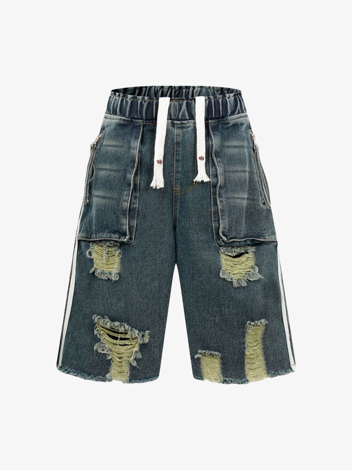 Distressed Cargo Denim Shorts - 2378 