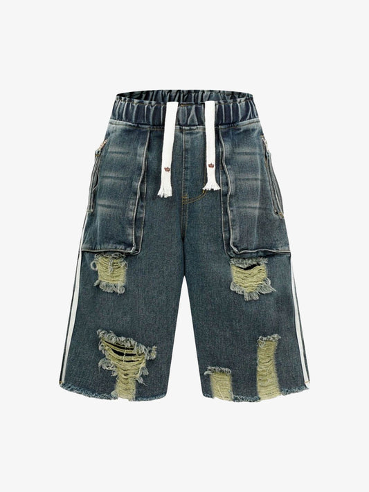 Distressed Cargo Denim Shorts - 2378 