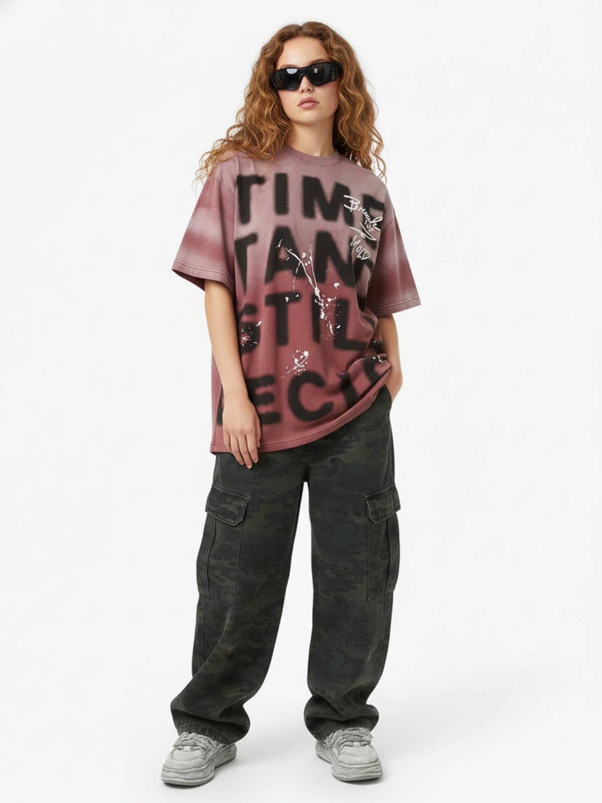Ink Splash Letter Print T-shirt - 2414